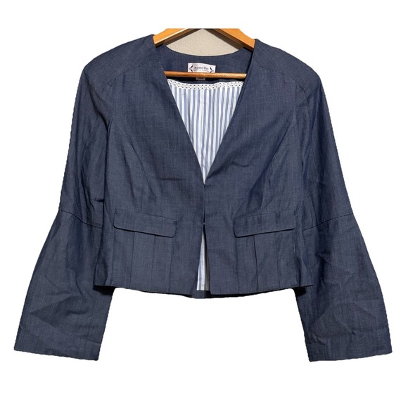 Nanette Lepore Jackets & Blazers - Nanette Lepore Blazer Womens S Blue Denim-Like Y2K Hook-Eye Closure Hippie